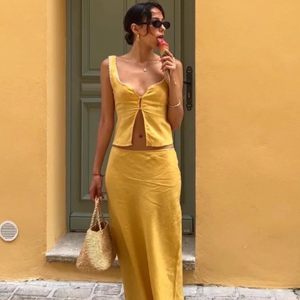 VRG girl yellow crop top